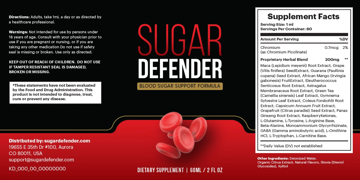Sugar Defender Label